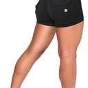 Danysu Women Pocket Shorts Cross High Waist Scrunch Butt Booty Workout Lifting Athletic Gym Bottoms (X-Small, Black)