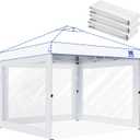 FANPAT 3Pcs Clear Canopy Sidewalls for 10x10 Pop Up Tent, Transparent Window Curtain Cloth, 8 Mil PVC Enclosure Fabric with Zipper, White (Not Including Frame and the top,Sidewalls ONLY)