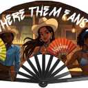 Boots on The Ground Hand Fan, Boots on The Ground Fan, Clap Fans for Line Dancing, Large Folding Hand Fan, Party, Dance Enthusiasts Gift (Brown)