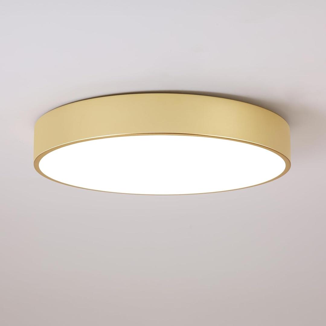 18.1 inch Large Flush Mount Dimmable LED Ceiling Light, 5CCT Modern Round Close to Ceiling Lighting Fixtures, Minimalist Gold Ceiling Lamp for Bedroom, Living Room