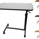 ProHeal Medical Overbed Table with Wheels and Adjustable Height - Gray Rolling Over Bed Table for Home and Hospital Use