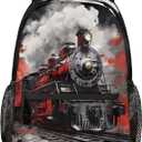 Kids Backpack for Girls - 16" Locomotive Train School Backpack Lightweight Waterproof Elementary Schoolbag Kindergarten Book Bag Travel Daypack for Students, 11.4"L x 8"W x 16"H