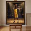 Paint by Numbers for Adults - Sports Series with DIY Name Feature - Realistic Athlete Action Back View - Football, Baseball, Basketball & Hockey Player - Unique Gift for Men - 16"x20" (Basketball)