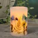 Flickering Candle, Flameless Candle D4 x H6, Butterfly Battery Candle Real Wax Pillar with Timer for Home Decor Wedding Holiday Party Christmas Bedroom
