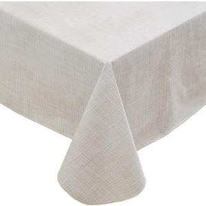 Heavy Duty Vinyl Tablecloth with Flannel Backing Waterproof Oil-Proof Plastic Table Cloth Stain-Resistant Wipeable Rectangle or Square Table Cover for Indoor and Outdoor (Beige Striped,60"-102")
