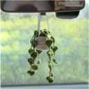 zipelo Car Rear View Mirror Accessories, Crochet Cute Potted Plants Hanging Handmade Knitted Decor for Women Men, Woven Cute Charms Ornament Pendant, Car Accessories Interior Aesthetic (Green/White)