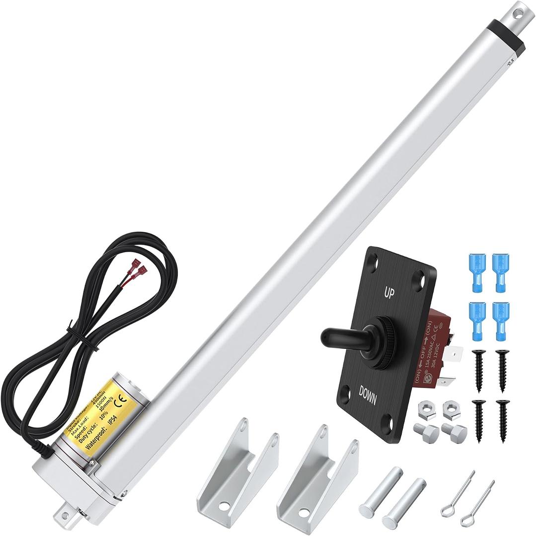 RVMARINEPAT 12V Heavy Duty Linear Actuator 330lb/1500N, 18" Travel 10mm/s Electric Actuator 12V with Overload Protection & Controller for Agriculture Automotive Industry