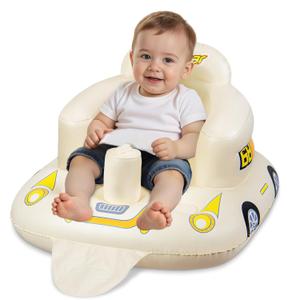 JOSEN Inflatable Seat for Babies 3 Months & Up, Baby Floor Seat Learn to Sit Up, Portable Infant Feeding Shower Chair, Blow Up Baby Chair with Built-in Air Pump - Cool Car