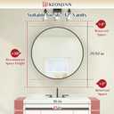 Keonjinn 30 Inch Round Lighted Medicine Cabinet, White LED Medicine Cabinet Mirror, Circle, Electrical Outlet, 3 Color Lights, Anti-Fog, Dimmable, Surface Mount Only