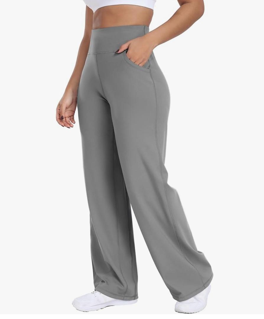 ESOFT Wide Leg Pants Women High-Waisted Yoga Work Dress Pants with Pockets, Casual Sweatpants, Petite/Regular Size S