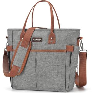 MAXTOP Lunch Bag Women for Work Insulated Thermal Lunch Box with Wide-Open Pocket Reusable Leakproof Cooler Bags with Removable Shoulder Strap for Teacher Nurse Office Picnic Travel Grey (Large)