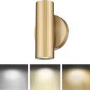 2-Light Wall Light, Brass Gold Wall Sconce, Indoor Up and Down Wall Lamp with Cover for Bedroom Bathroom Stair Entryway, Update WL4830-2W-BB-B