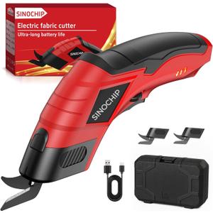 Electric Scissors for Cardboard Cutting, 2000mAh cell 12000RPM High-Power Box Cutter with Dual Blades & Safety Lock Suitable for fabrics, cardboard, plastics, leather, carpets