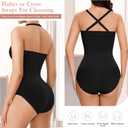Strapless Shapewear Bodysuit for Women Tummy Control, Seamless Tube Top Bodysuit Body Shaper Off Shoulder Leotard (Black, L)