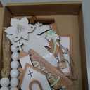 FairySandy 15 Piece Easter Tiered Tray Decor Set He is Risen Jesus Wood Sign Farmhouse Rustic Religious Tiered Tray Ornament Wood Table Centerpieces with Christian Cross Sign Easter Decor