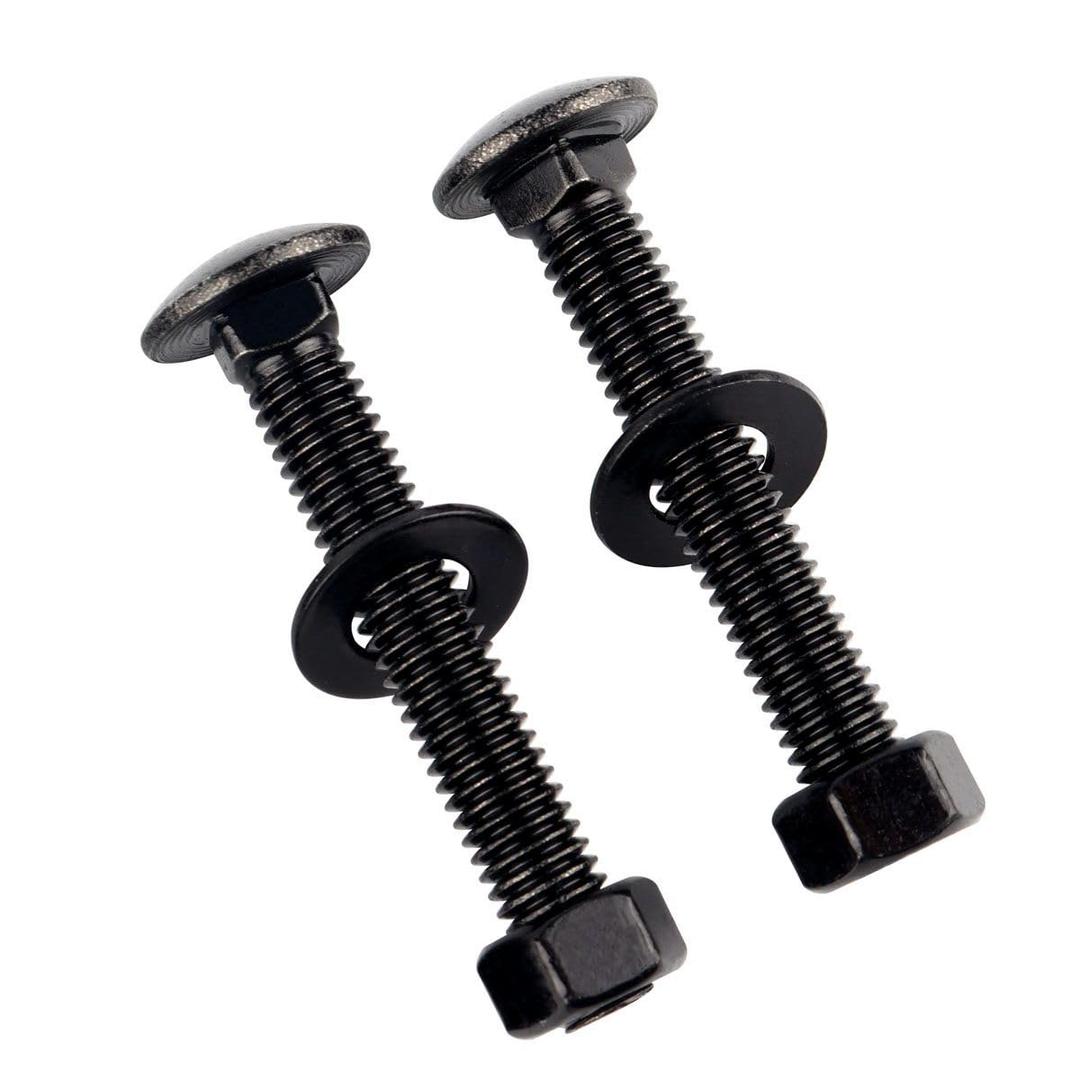 10 Sets 1/4-20 x 3 Carriage Bolts Screws Round Head Square Neck and Hex Nuts, Flat Washers 304 Stainless Steel 18-8 Full Thread, Black