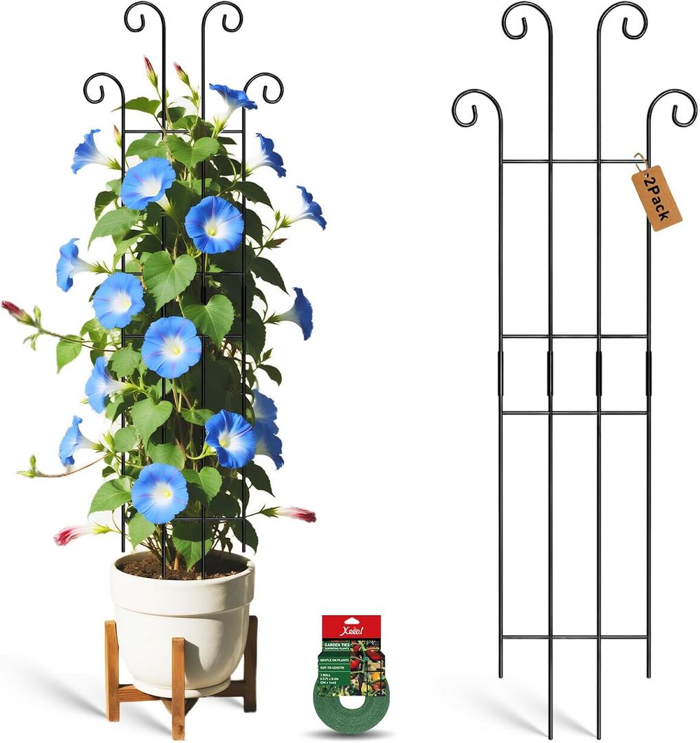 32.6in Tall Plant Trellis Indoor, Metal Garden Trellis for Climbing Plants, Expandable Trellis for Potted Plants for Ivy Pothos Hoya Monstera, 2 Pack