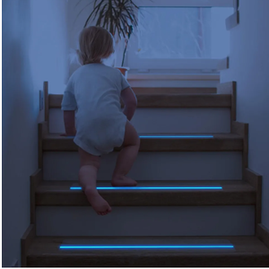 6'' x 24'' Clear Stair Treads Non Slip with Glow in Dark Blue Stripe, 15 Pack Pre-Cut Transparent Non Slip Strips Indoor Outdoor for Stairs,Bathroom,Bathtub, PEVA Safe for Elders,Kids,Pets
