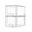 Vtopmart 2 Pack Large Stackable Storage Drawers,Clear Acrylic Drawer Organizers with Handles, Easily Assemble for Bathroom,Kitchen Undersink,Cabinet,Closet,Makeup,Pantry organization and Storage