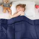 yescool Navy Weighted Blanket 5 Pounds Cooling Weighted Lap Blanket, Heavy Blanket for Sleeping, Weighted Throw Blanket Gift for 40-60lbs, 40"x60" (Child-blue)