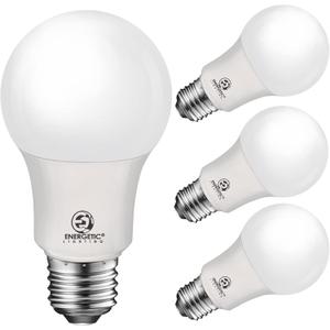 Energetic Lighting 40W Equivalent A19 LED Light Bulb, Warm White 3000K, E26 Standard Base, ETL Listed, Non-Dimmable LED Light Bulb, 4-Pack