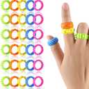 VioraWhite 96 Pack Fidget Toys Rings Sensory for Kids Easter Basket Stuffers Bulk Quiet Fidget Ring to Relieve Autism Stress Anxiety Finger Toy for Classroom Prize Party Stocking Stuffers (Bright)
