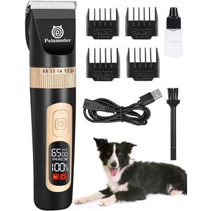 Dog Clippers for Grooming, 4-Speed & LCD, Low Noise Electric Trimmer for Grooming, Cordless Rechargeable Dog Hair Clippers, Super Quiet for Pets with Thick or Heavy Coats(C95)