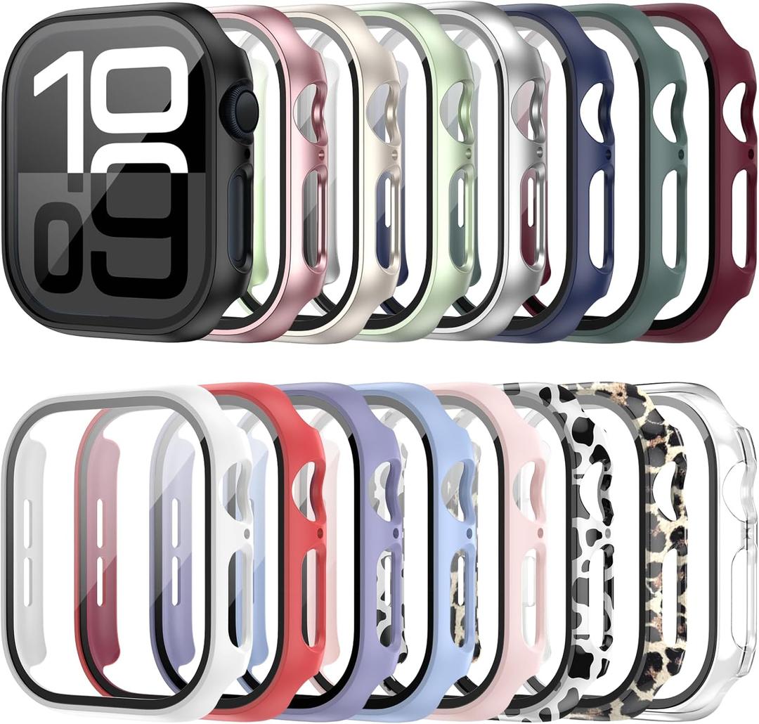 16 Pack Case for Apple Watch Series 11/10 42mm with Tempered Glass Screen Protector, Hard Ultra-Thin Scratch Resistant Bumper Protective Cover for iWatch Series 11/10 42mm Accessories