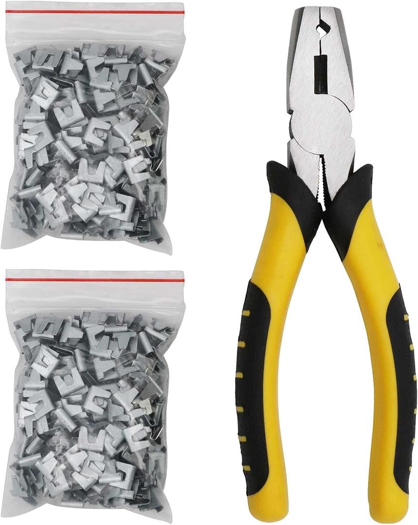 Wire Cage Buckle Pliers with 600 Wire Cage Clips Wire Cage Fasten Clips Buckle Pliers Pet Cage Building installation Clips Tools