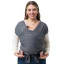 Momcozy Baby Wrap Carrier, Easy to Wear Infant Carrier Slings, Lightweight Hands Free Baby Sling, Adjustable Baby Carriers for Newborn to Toddler 8-35 lbs, Deep Grey