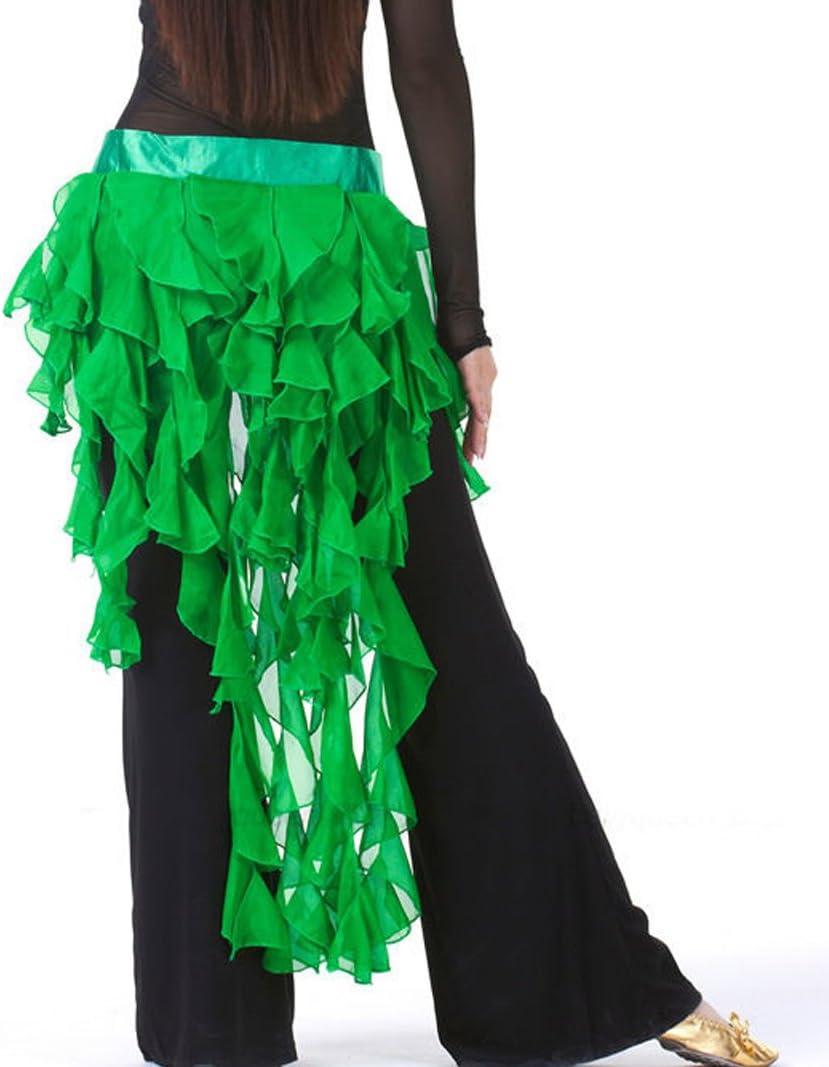 Wuchieal Women's Belly Dance Hip Scarf Belt Skirt Latin Dance Belt Performance Tassel Wave Skirt (Green)