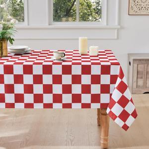 Ohocut Checkered Table Cloth, Classic Checkerboard Tablecloth for Picnic, Party, Dinner Table Cover, Waterproof Washable Wrinkle Resistant (Red, 55''x71'' (Rectangle))