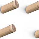 Wood Wall Hook, 6 Pack Natural Thick & Sturdy Wooden Coat Hooks Wall Mounted, for Hanging Towels Coats Plants, Entryway Hat Hanger (Ash Wood)