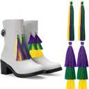 4 Pcs Mardi Gras Boots Tassels 5.9" Marching Boots Tassels for Mardi Gras Boot, Clothing Decor for Women Gold Purple Green Festival Costume Accessories