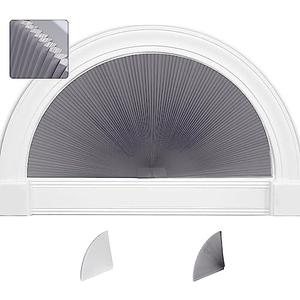 SEEYE Arch Window Blackout Shades, Pleated Fabric Blinds (Radius: 24'') Half Circle Cellular Cordless Semicircular Blinds with No Tools, Half-Round Shade Easy to Cut and Install, 2-Pack SEEYE Arch Window Blackout Shades, Pleated Fabric Blinds (Radius: 24'') Half Circle Cellular Cordless Semicircular Blinds with No Tools, Half-Round Shade Easy to Cut and Install, 2-Pack