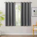 BONZER 100% Blackout Curtains 4 Panels - Full Light Blocking Small Window Drapes with Black Backing, Single Layer Privacy Protection Room Darkening Curtain for Bedroom, Living Room, 54 x 54 Inch, Grey