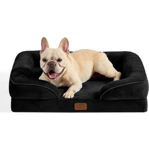 Bedsure Orthopedic Dog Bed Medium Size Dogs - Washable Medium Dog Cat Bed Waterproof, Comfort Pet Couch Sofa with Washable Removable Cover, Pets Bed with Nonskid Bottom, Black, 28"