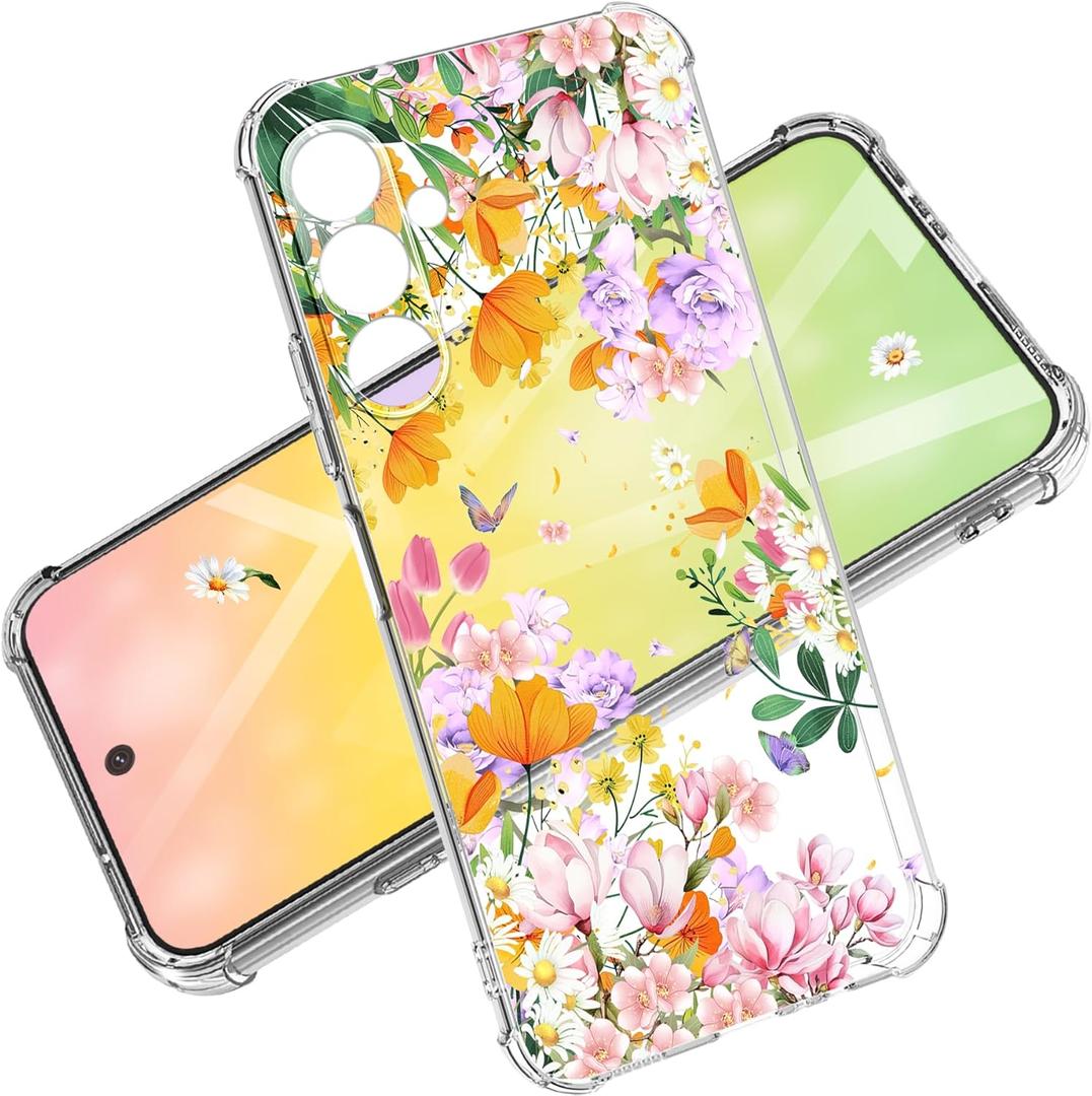 for Samsung Galaxy A26 Case 5G 6.7", [10FT Military Grade Drop Test] Flowers Soft Slim TPU Protective Shockproof Phone Case CoverSummer Overture