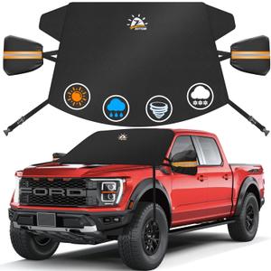 Zettum Truck Windshield Cover for Ice and Snow - 600D Large Windshield Snow Cover for Pickup Truck Heavy Duty, Winter Car Windshield Covers for Ford F150, Silverado, GMC Sierra, Ram, Van, and More
