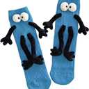 Holding Hands Socks for Kids Toddler Cute Crazy Silly Funny Novelty Magnetic Tube Cotton Socks Gifts  (One Size, Blue 1 Pair)