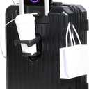 Carry-on Luggage with Cup Holder & USB Charging Port, Hard Side Luggage with Spinner Wheels, Lightweight Luggage for Travel, Business (Black, Carry-On 20-Inch)