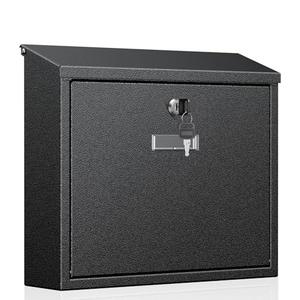 Uniclife Wall Mount Mailbox for Outside, Large Locking Mailbox with Key Lock, Security Mail Box, Postbox for House, Safe Key Drop Case, Steel Cash Drop Case for Home Office School, Black
