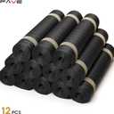FAVE 12 Pack Woven Vinyl Table Runners 120x12 Inch Black with Gold Threads,