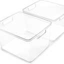 BINO | Plastic Bins, Large - 2 Pack | THE LUCID COLLECTION | Multi-Use| Built-In Handles | BPA-Free | Clear Storage Containers | Fridge Organizer | Pantry & Home Organization