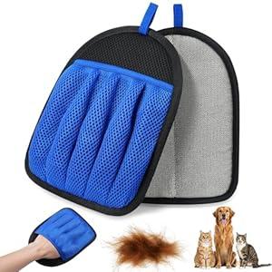  SGJGS Pet Hair Remover Glove for Couch, Carpet & Car Seats, Reusable Electrostatic Dog Cat Hair Removal Glove, 5 Finger Design for Furniture, Clothing, Car Interior, Magic Brush Pet Hair (Blue)