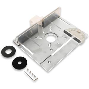 Elestoria Aluminum Router Table Insert Plate | Router Flip Plate for Woodworking Benches| Miter Gauge Guide, Sliding Fence Brackets, Tenon Ruler | Versatile Trimming Engraving Table | Silver 111