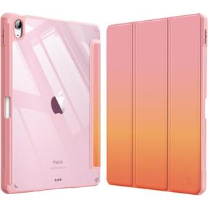 Fintie Hybrid Slim Case for iPad Air 11-inch M4/M3/M2 (2026/2025/2024), iPad Air 5th/4th Generation (2022/2020) 10.9 Inch - Shockproof Cover with Clear Back Shell & Pencil Holder, Sunset Ombre