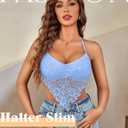 Avidlove Lace Tops for Women Sexy Crop Top Halter V Neck Cami Tank Y2K Camisoles 2025 Trendy (Blue, L)