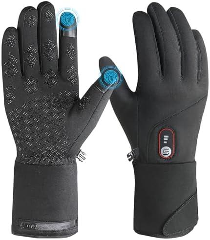 Heated Gloves for Men Women Rechargeable with 7.4V 3000mAh Battery Thin Liner Work Touchscreen Heating Glove for Cold Weather L