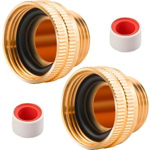 2 PACK 1" FNPSH Female to 3/4" GHT Male Garden Hose Adapter, Solid Brass Heavy Duty Connector for Pump, Utility Water Transfer, Irrigation